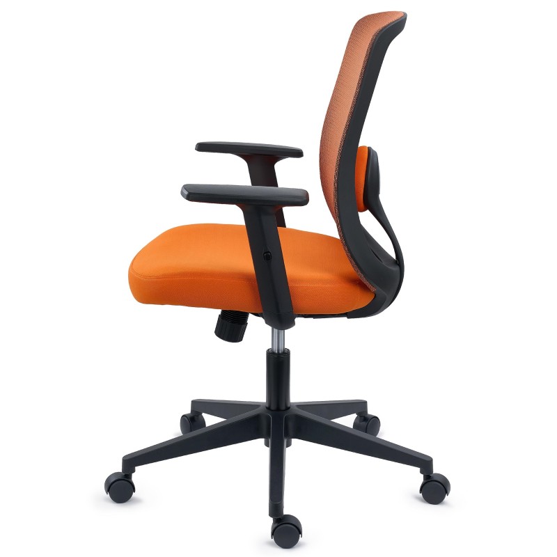 Silla de Oficina VESPA, Soporte Lumbar, Malla y Tela Negra