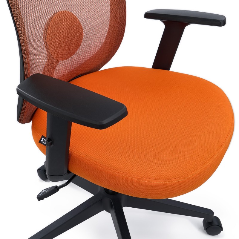 Silla de Oficina VESPA, Soporte Lumbar, Malla y Tela Negra