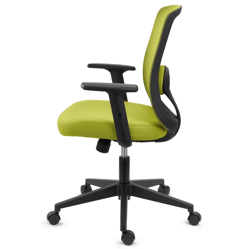 Silla de Oficina VESPA, Soporte Lumbar, Malla y Tela Negra