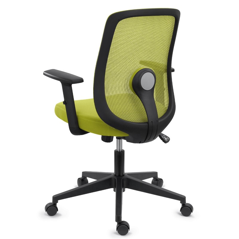 Silla de Oficina VESPA, Soporte Lumbar, Malla y Tela Negra
