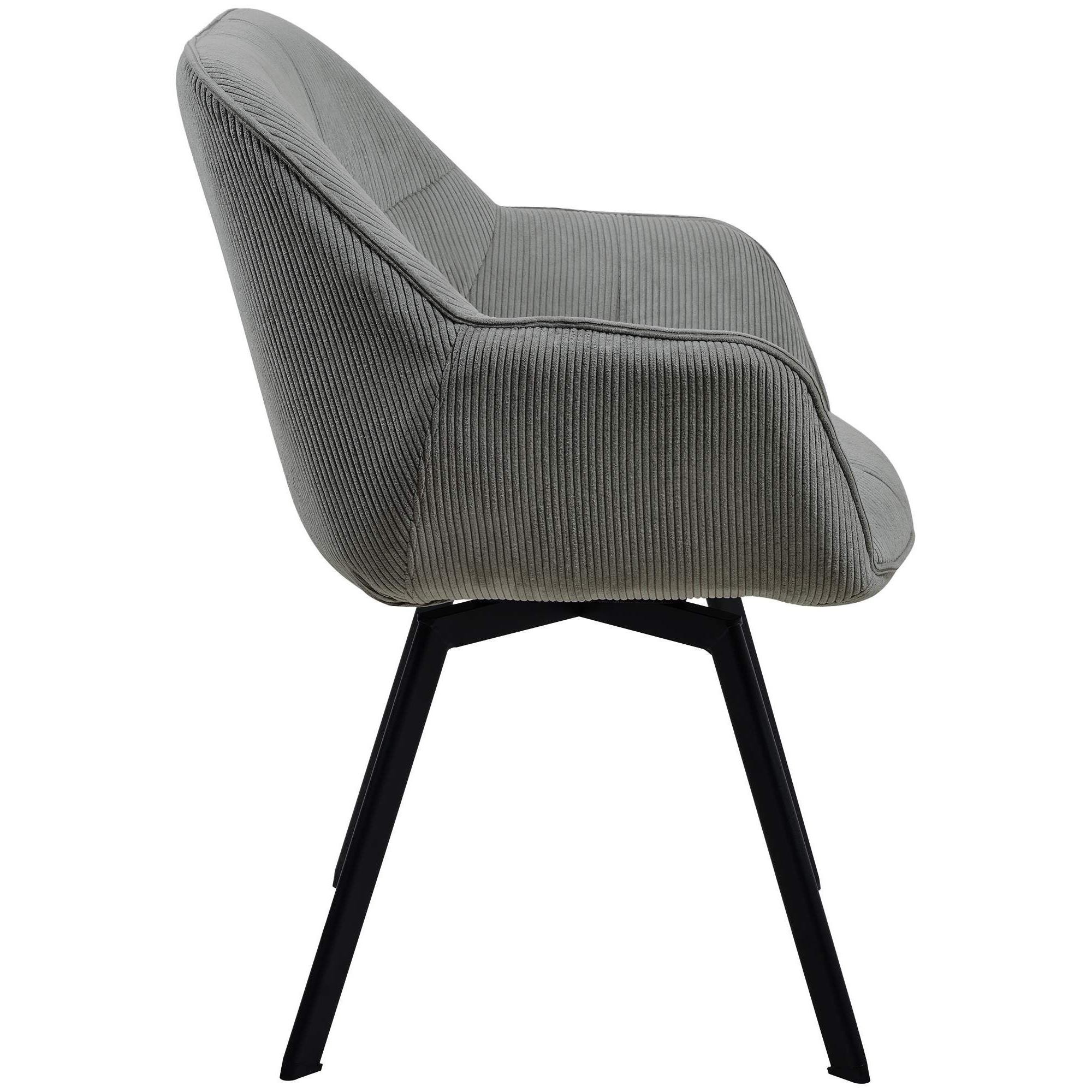 Silla de Confidente TAMMY, Giratoria, Patas Metálicas, en Tela de Pana color Negro