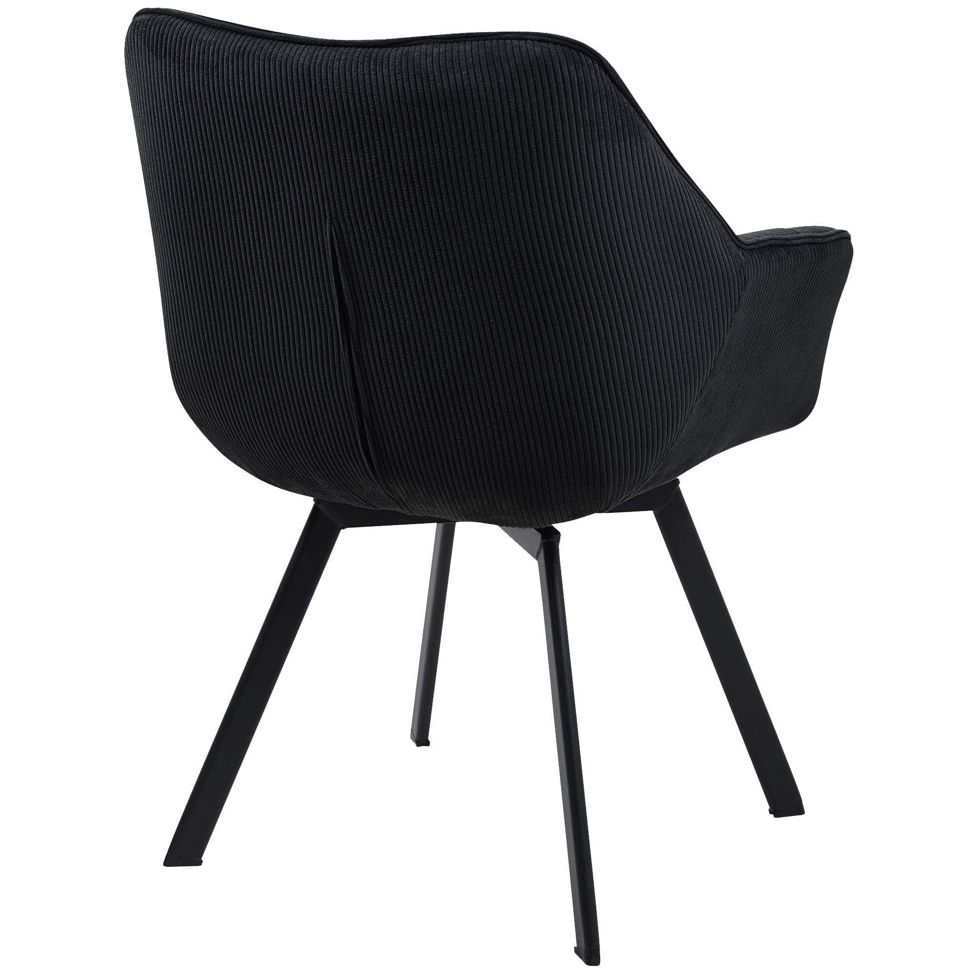 Silla de Confidente TAMMY, Giratoria, Patas Metálicas, en Tela de Pana color Negro