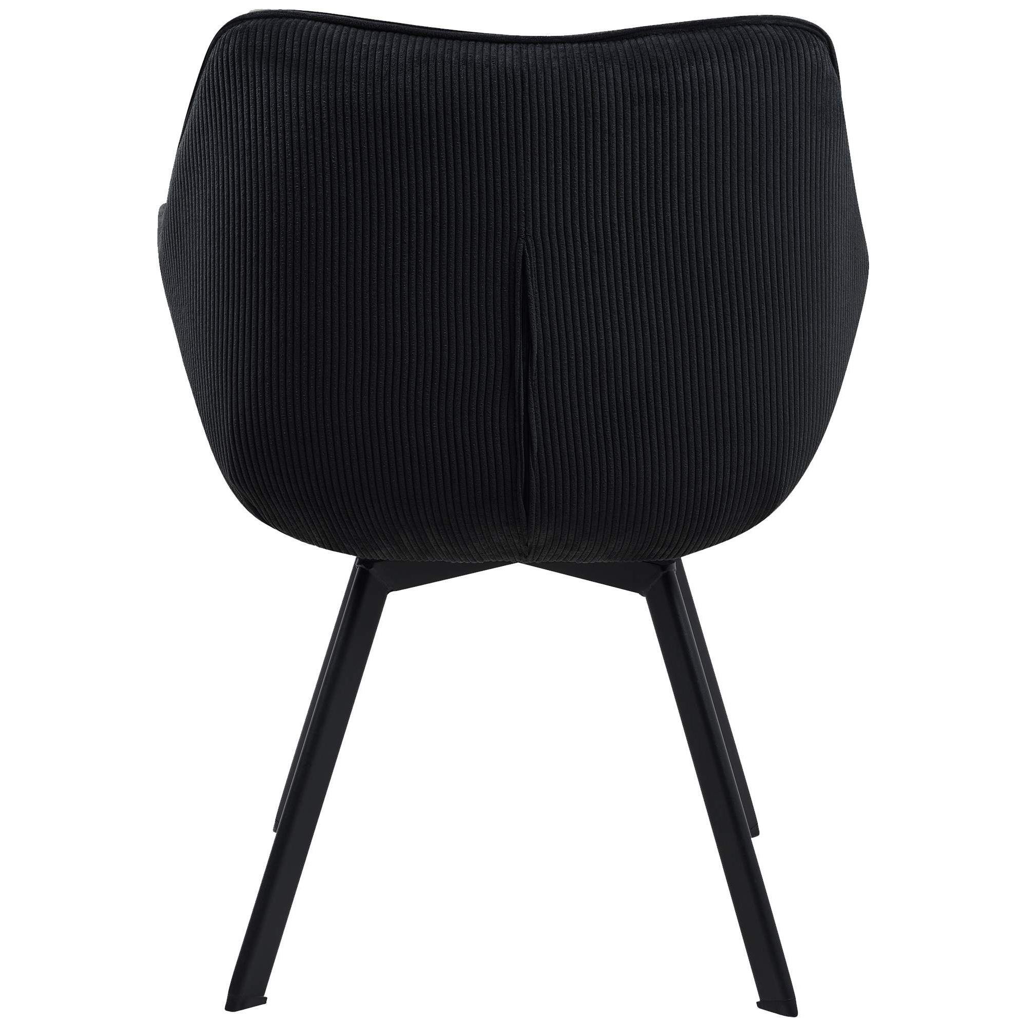 Silla de Confidente TAMMY, Giratoria, Patas Metálicas, en Tela de Pana color Negro