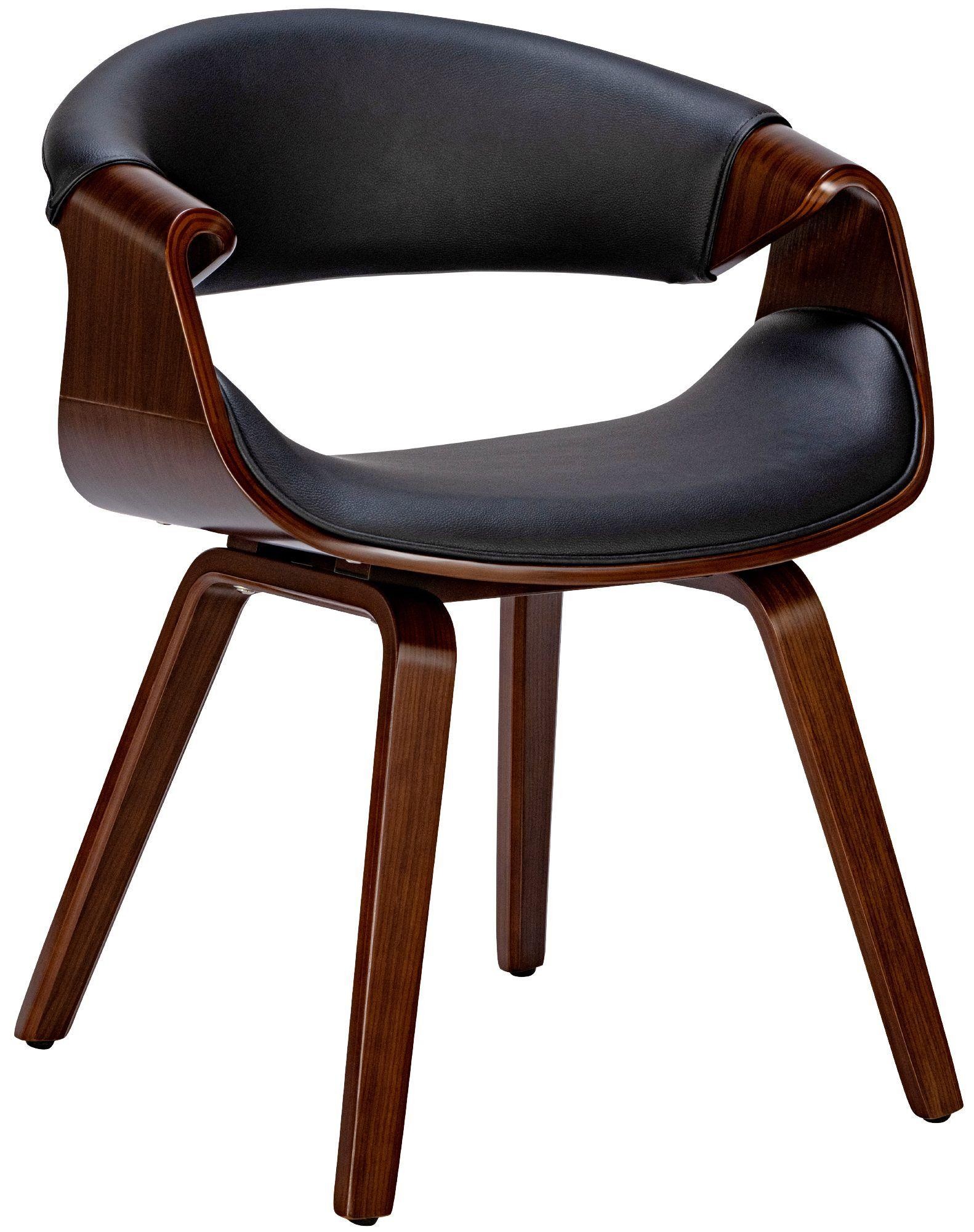 Silla de Confidente MARGOT, Diseño Exclusivo, Estructura en Madera, en Piel color Negro