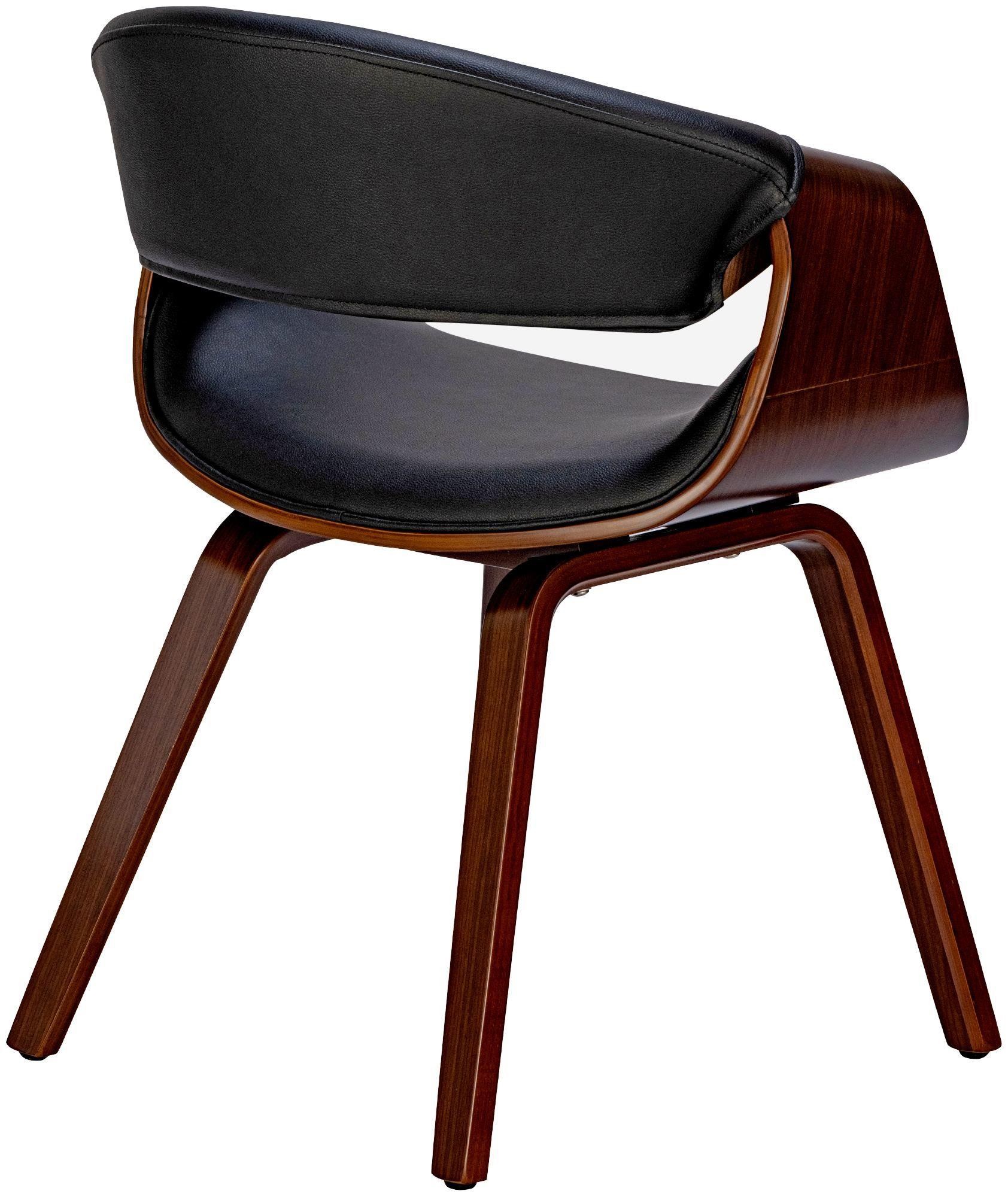 Silla de Confidente MARGOT, Diseño Exclusivo, Estructura en Madera, en Piel color Negro