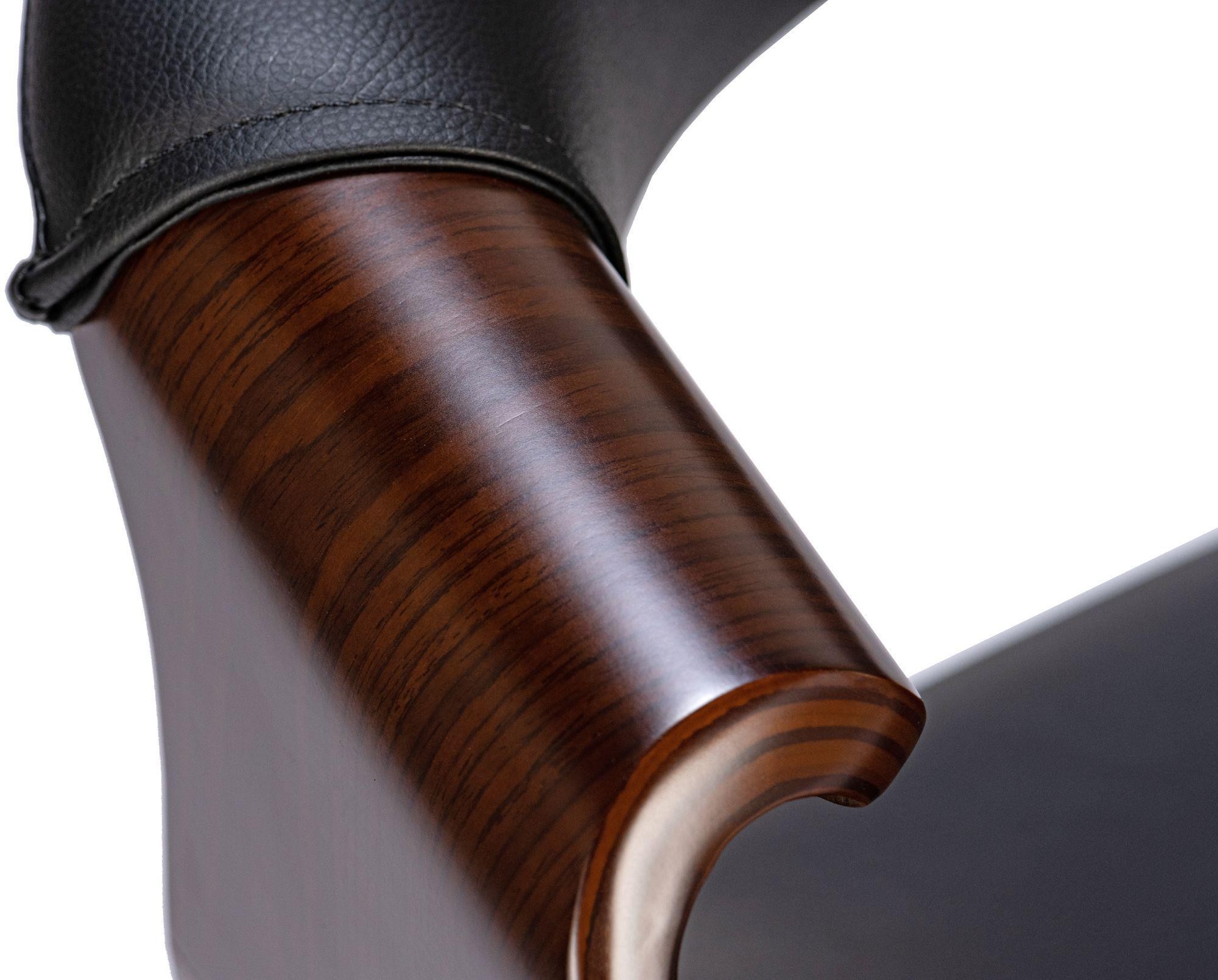 Silla de Confidente MARGOT, Diseño Exclusivo, Estructura en Madera, en Piel color Negro