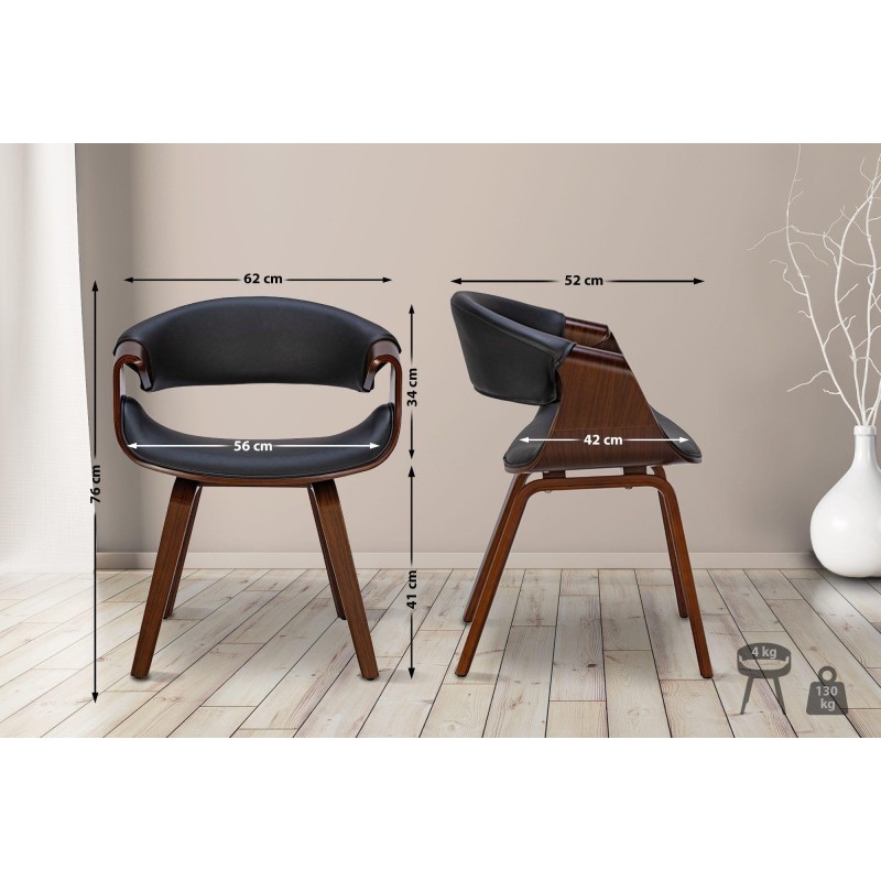 Silla de Confidente MARGOT, marco de madera, color negro