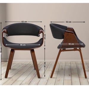 Silla de Confidente MARGOT, marco de madera, en tela color negro