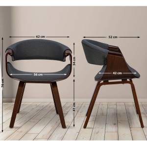 Silla de Confidente MARGOT, marco de madera, en tela color negro