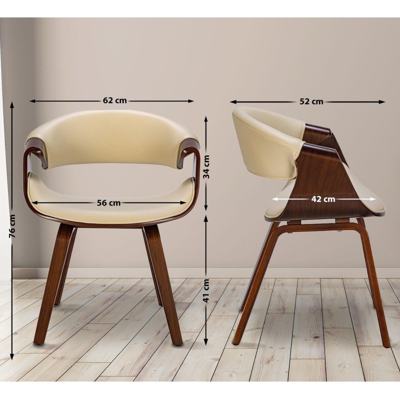 Silla de Confidente MARGOT, marco de madera, en piel color negro