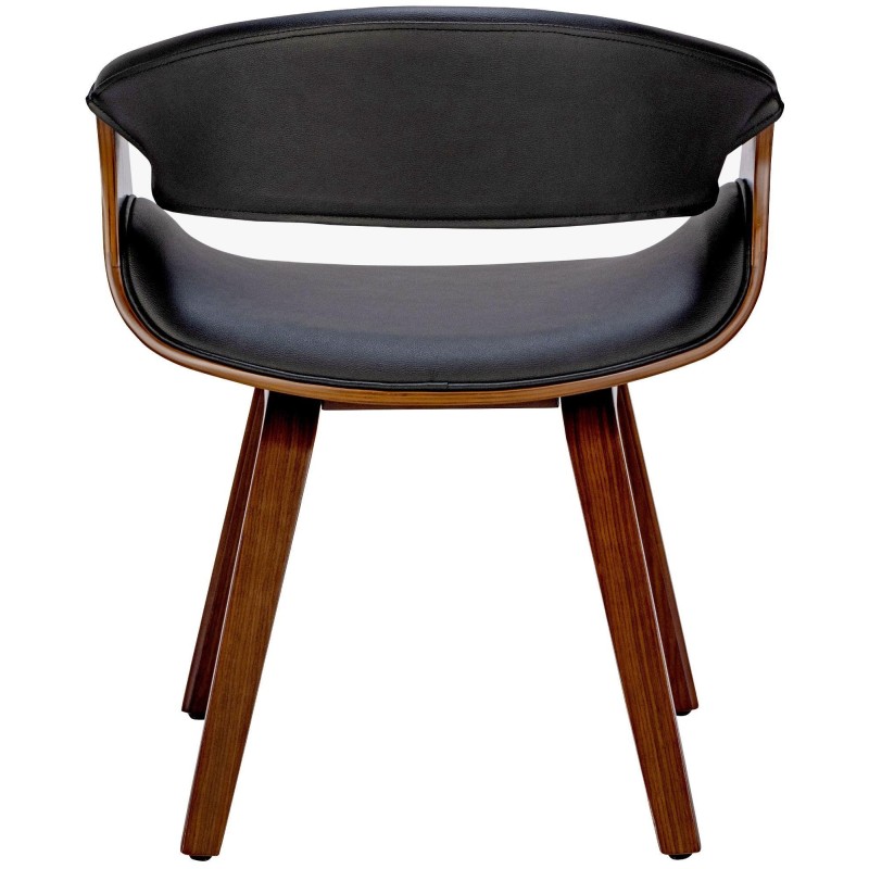 Silla de Confidente MARGOT, marco de madera, en piel color negro