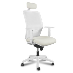 Silla ergonómica POLAR, reposacebzas, marco blanco, en Blanco