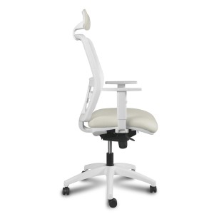 Silla ergonómica POLAR, reposacebzas, marco blanco, en Blanco