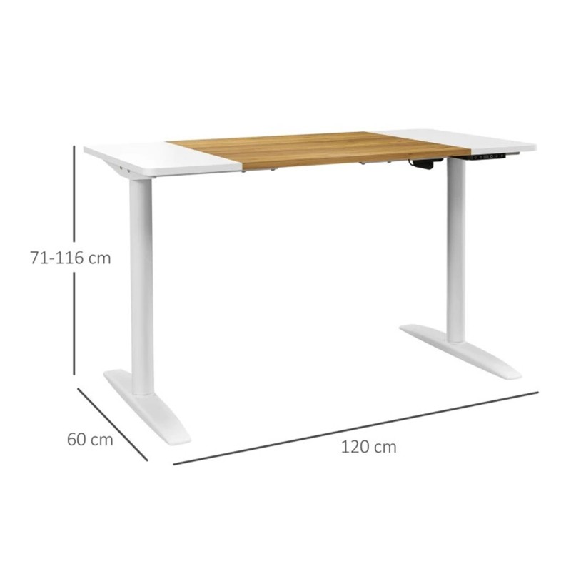 Mesa elevable BRISA, regulabre entre 71-116 cm, en color Madera y Blanco