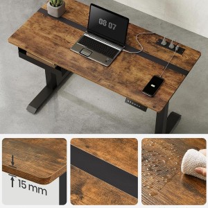Mesa Ajustable EVEREST, Moderna y versátil, en color Marrón Rústico y Negro