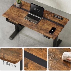 Mesa Ajustable EVEREST, Moderna y versátil, en color Marrón Rústico y Negro