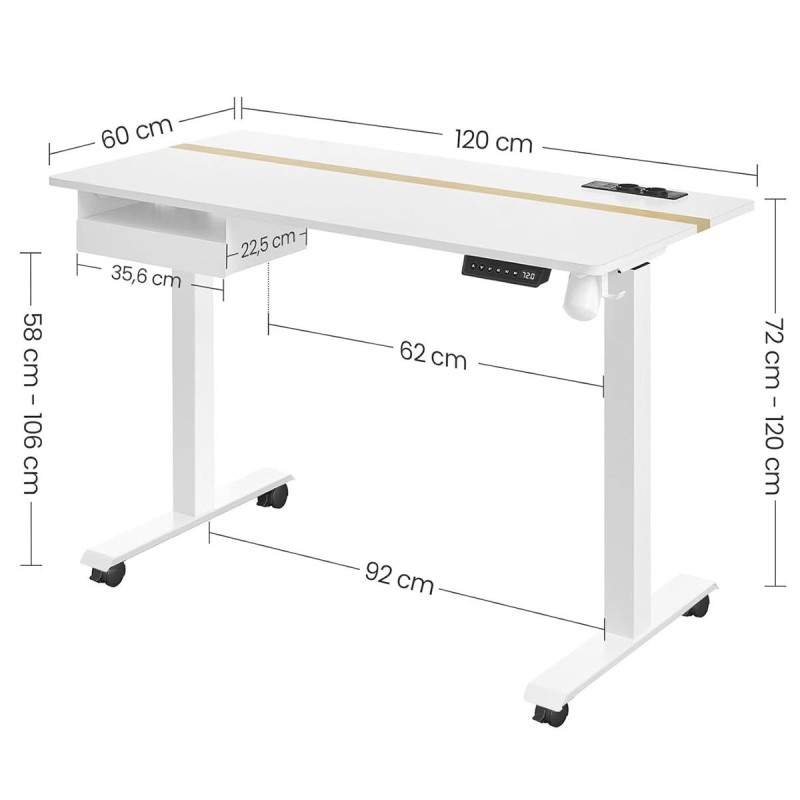 Mesa Ajustable EVEREST, Moderna y versátil, en color Marrón Rústico y Negro