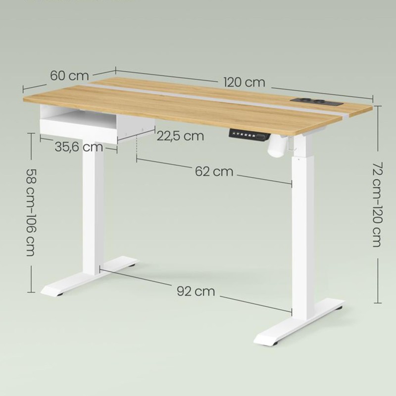 Mesa Ajustable EVEREST, Moderna y versátil, en color Marrón Rústico y Negro