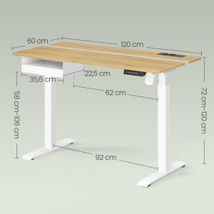 Mesa Ajustable EVEREST, Moderna y versátil, en color Marrón Rústico y Negro