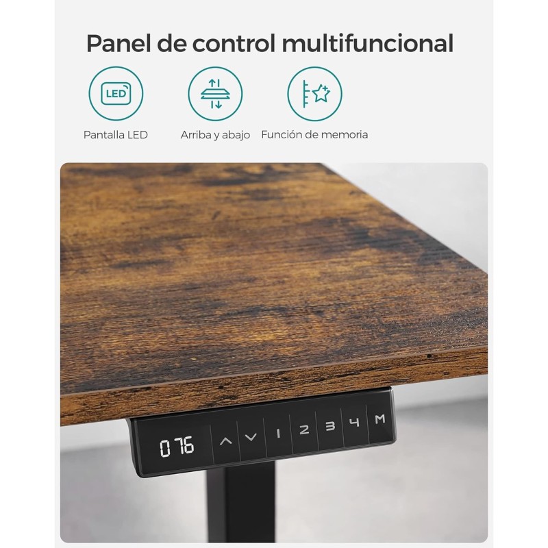 Mesa de Ordenador MAKALU, Altura Regulable, 120x60x71-117 cm, Negro