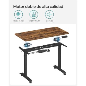 Mesa de Ordenador MAKALU, Altura Regulable, 140x70x71-117 cm, Negro