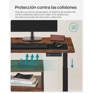 Mesa de Ordenador MAKALU, Altura Regulable, 140x70x71-117 cm, Negro