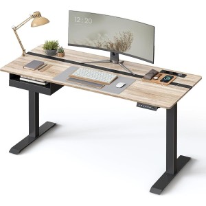 Mesa Ajustable EVEREST, Moderna y versátil, en color Marrón Rústico y Negro