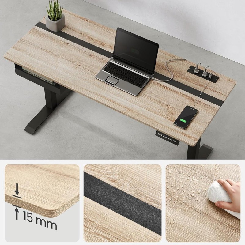 Mesa Ajustable EVEREST, Moderna y versátil, en color Marrón Rústico y Negro