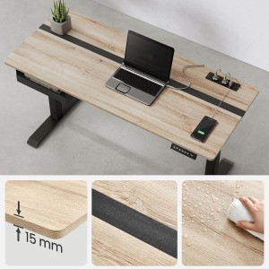 Mesa Ajustable EVEREST, Moderna y versátil, en color Marrón Rústico y Negro