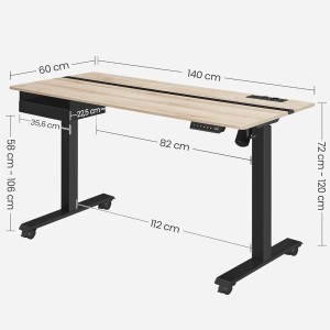 Mesa Ajustable EVEREST, Moderna y versátil, en color Marrón Rústico y Negro