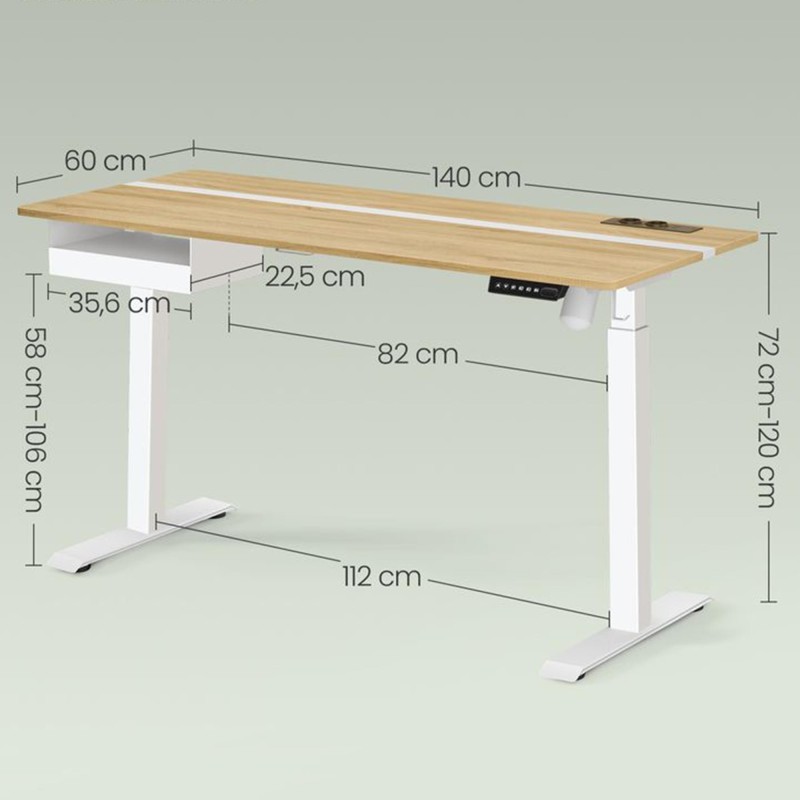 Mesa Ajustable EVEREST, Moderna y versátil, en color Marrón Rústico y Negro