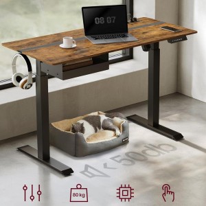 Mesa Ajustable EVEREST, Moderna y versátil, en color Marrón Rústico y Negro