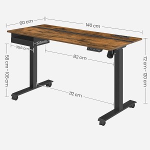 Mesa Ajustable EVEREST, Moderna y versátil, en color Marrón Rústico y Negro