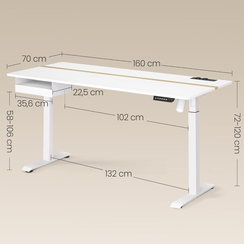Mesa Ajustable EVEREST, Moderna y versátil, en color Blanco