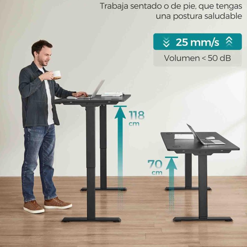 Mesa de odernador elevable MONFORTE, sencilla y moderna, en color Negro