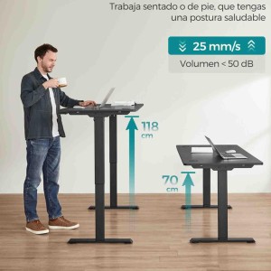 Mesa de odernador elevable MONFORTE, sencilla y moderna, en color Negro
