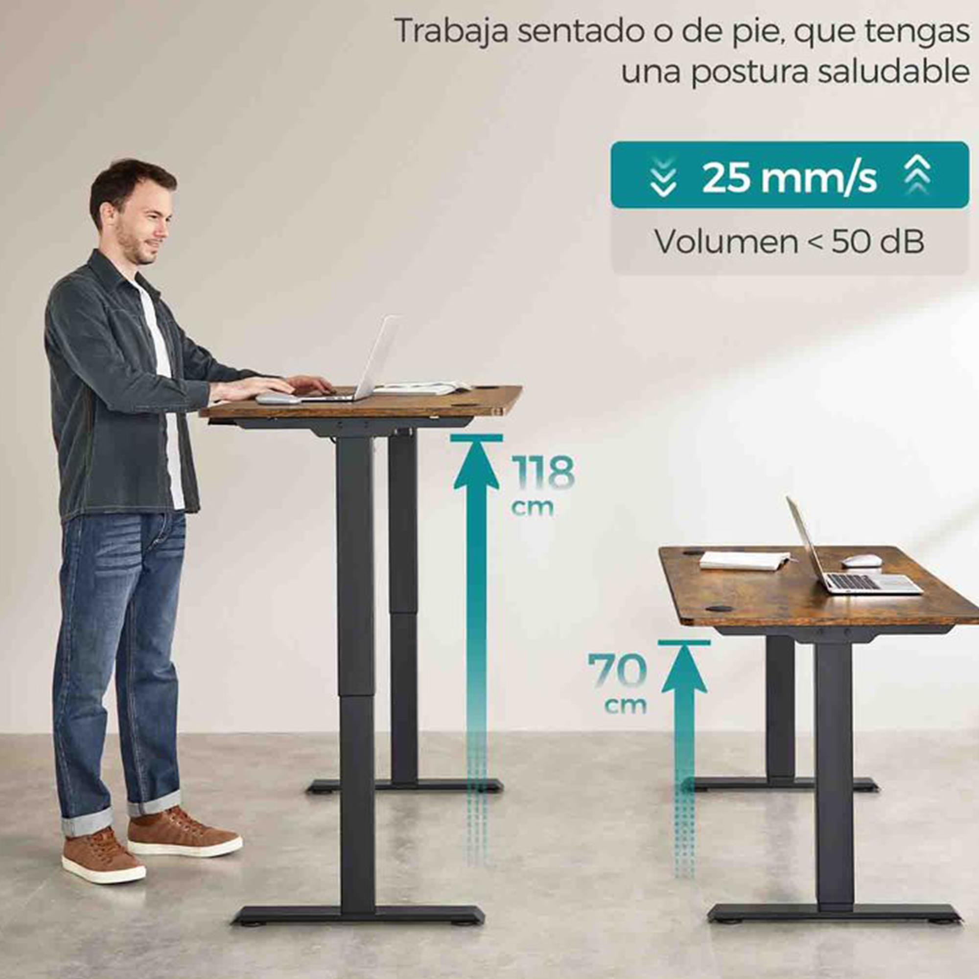 Mesa de Ordenador MONFORTE, Altura Regulable, 140x70x73-114 cm, en color Negro