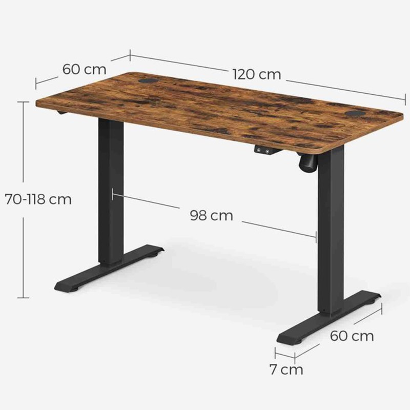 Mesa de odernador elevable MONFORTE, sencilla y moderna, en color Negro