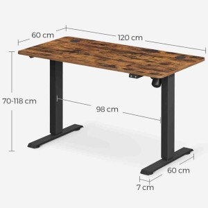 Mesa de odernador elevable MONFORTE, sencilla y moderna, en color Negro