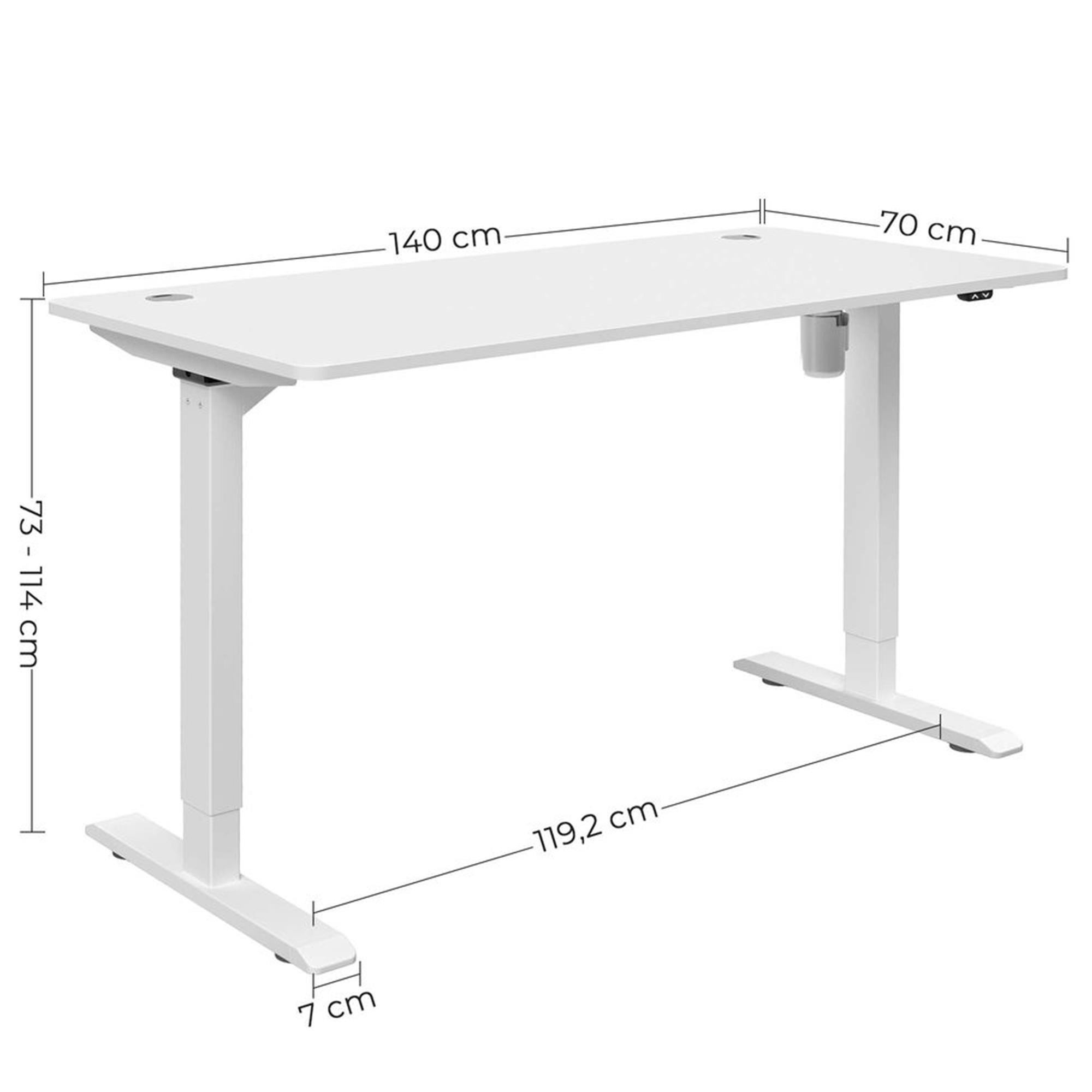 Mesa de Ordenador MONFORTE, Altura Regulable, 140x70x73-114 cm, en color Negro