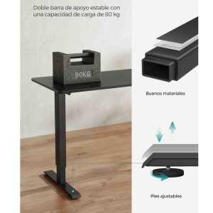 Mesa de odernador elevable MONFORTE, sencilla y moderna, en color Negro