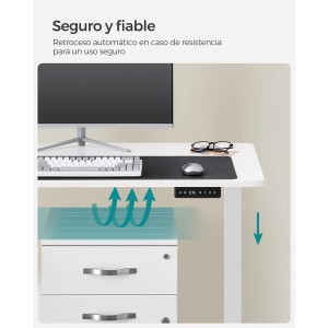 Escritorio ANETO, Altura Regulable Eléctrica, 120x60x73,5-119 cm, Negro
