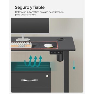Escritorio ANETO, Altura Regulable Eléctrica, 120x60x73,5-119 cm, Negro 2