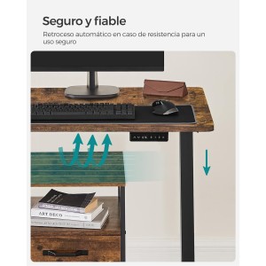 Escritorio ANETO, Altura Regulable Eléctrica, 140x60x73,5-119 cm, Negro
