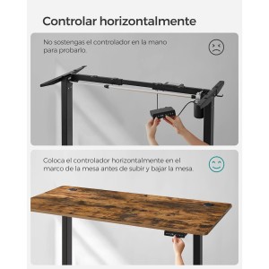Escritorio ANETO, Altura Regulable Eléctrica, 140x60x73,5-119 cm, Negro
