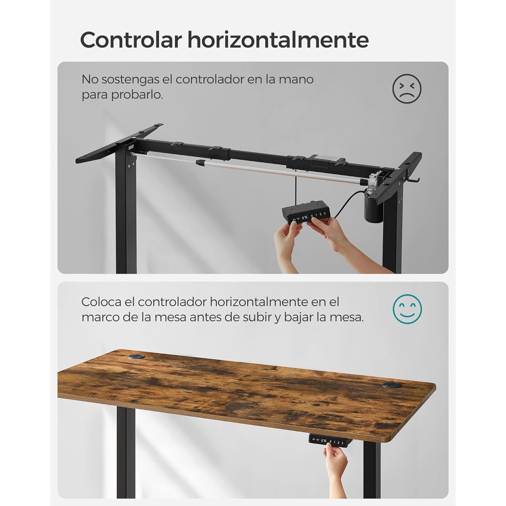 Mesa de Ordenador ANETO, Altura Regulable Eléctrica, 140x60x73,5-119 cm, color Negro