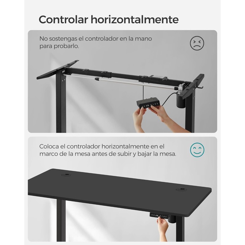 Escritorio ANETO, Altura Regulable Eléctrica, 140x60x73,5-119 cm, Negro