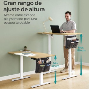 Escritorio elevable ALPES, muy completa y funcional, en color Marrón Rústico y Negro