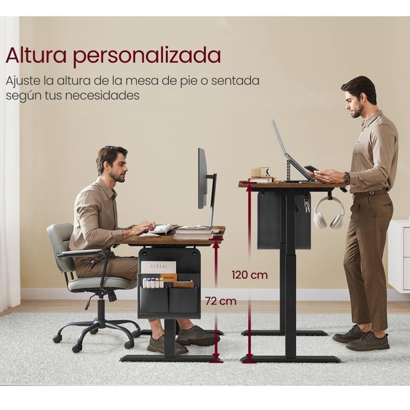 Mesa Elevable SOLOMON, 140x60x72-120 cm, Blanco
