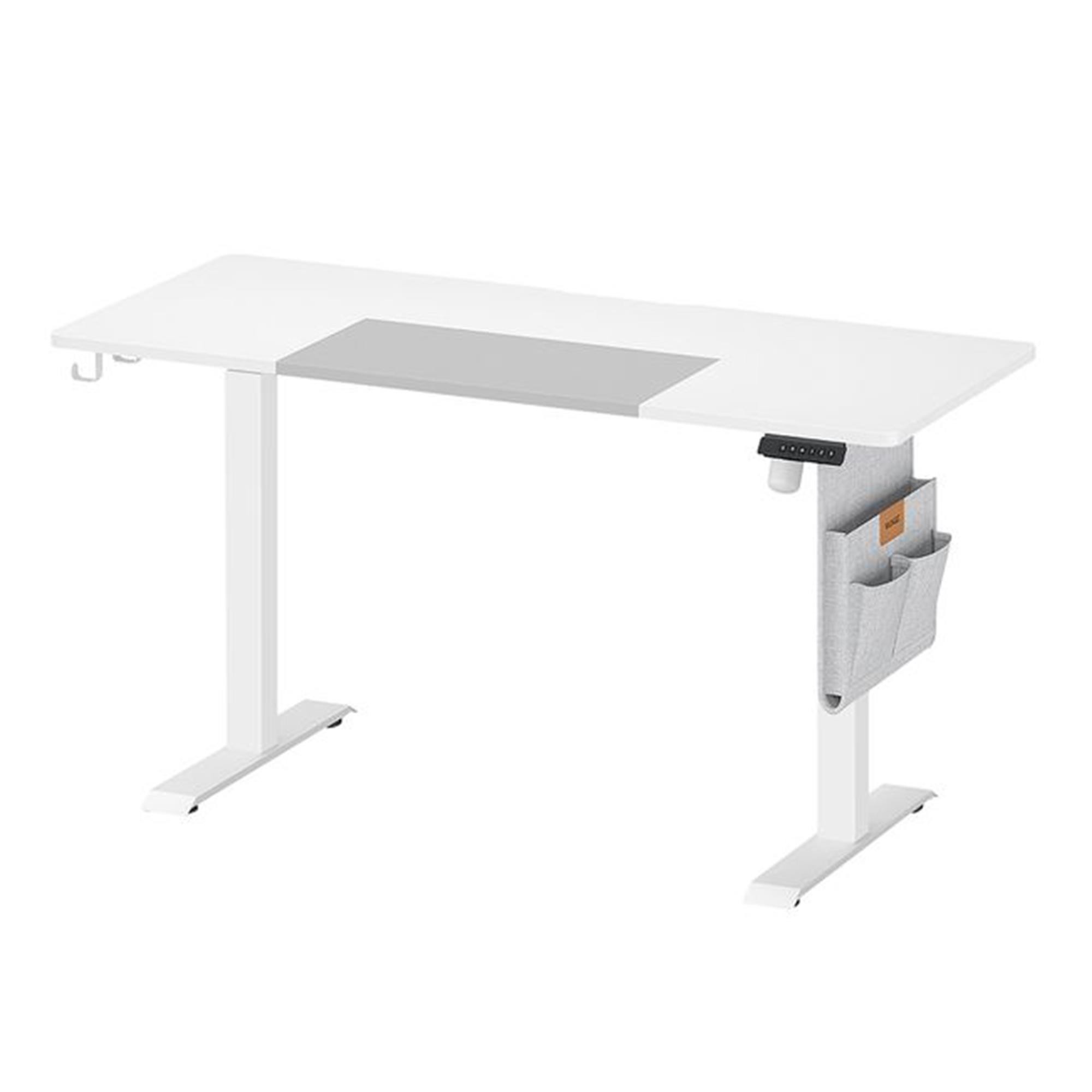 Mesa de Ordenador SOLOMON, Altura Regulable Eléctrica, 140x60x72-120 cm, color Blanco